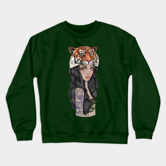 Tigress Crewneck Sweatshirt by RikLeeIllustration